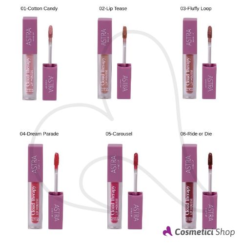 Rossetto liquido finish soft mat Cloud Therapy Lip Mousse Astra Make-up